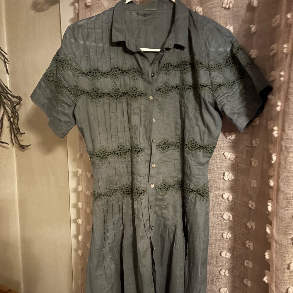 Chan Luu Green eyelet short sleeve Dress
